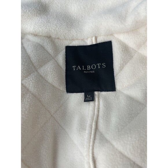 Talbots Petites Cream Diamond Quilted Puffer Vest Gold Zip P L Capsule Wardrobe - Picture 7 of 9